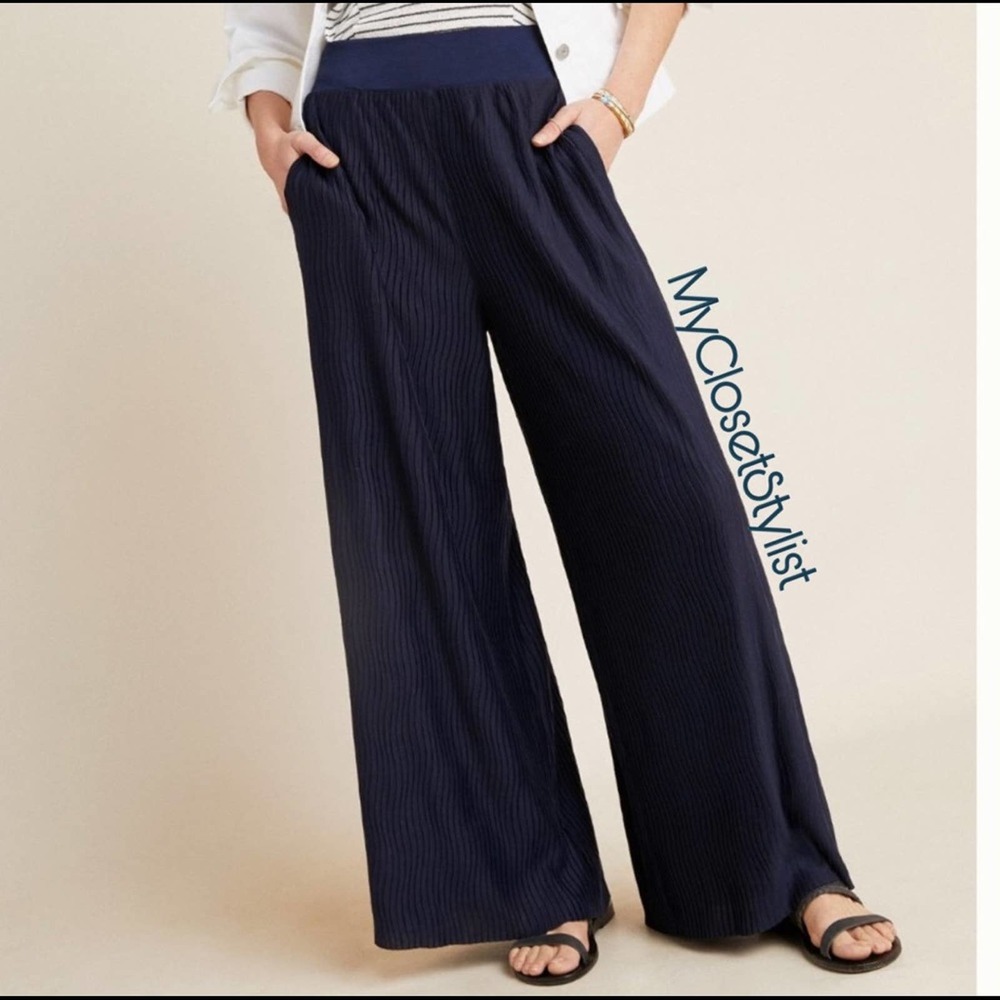 Anthropologie NWT Flowy knit Wide Leg Essential Pants! XS/S Pockets with stretch - Picture 1 of 5